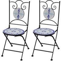 Folding Bistro Chairs 2 pcs Ceramic Blue and White