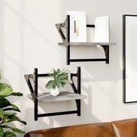Wall Shelves with Bars 2 pcs Grey Sonoma 30x25x30 cm