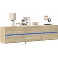 TV Wall Cabinet with LED Sonoma Oak 180x31x45 cm