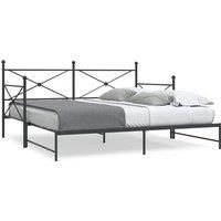 Daybed with Trundle without Mattress Black 100x200 cm Steel