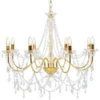 Chandelier with Beads Golden 8 x E14 Bulbs
