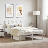 Metal Bed Frame with Headboard White 120x190 cm Small Double