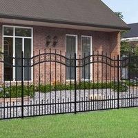 Garden Fence with Spear Top Black 165 cm Powder-coated Steel