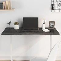 Table Top Dark Grey 100x50x2 cm Treated Solid Wood Oak