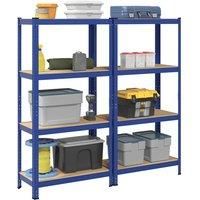 4-Layer Storage Shelves 2 pcs Blue Steel&Engineered Wood