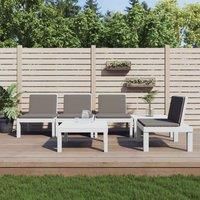 6 Piece Garden Lounge Set with Cushions White PP