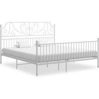 Bed Frame White Metal 180x200 cm Super King