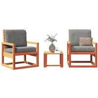 3 Piece Garden Lounge Set Wax Brown Solid Wood Pine