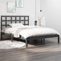 Bed Frame Grey Solid Wood 200x200 cm