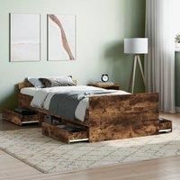 Bed Frame with Headboard and Footboard Smoked Oak 100x200 cm