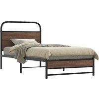Bed Frame without Mattress 100x190 cm Brown Oak Engineered Wood