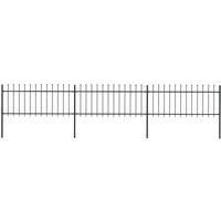Garden Fence with Spear Top Steel 5.1x0.8 m Black