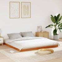Bed Frame without Mattress Wax Brown 200x200 cm Solid Wood Pine