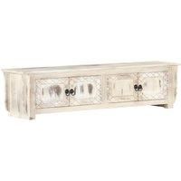 TV Cabinet White 140x30x35 cm Solid Mango Wood