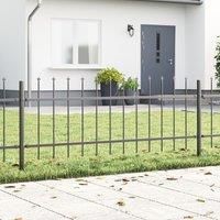Garden Fence with Spear Top - Grey, 13.6 x 0.6 m, Steel