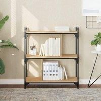 Bookcase 3-Tier Sonoma Oak 76x32x88 cm Engineered Wood