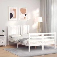 Bed Frame with Headboard White 120x200 cm Solid Wood