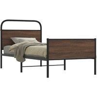 Bed Frame without Mattress 100x190 cm Brown Oak Engineered Wood