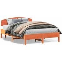 Bed Frame without Mattress Wax Brown 150x200 cm King Size Solid Wood Pine