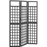 3-Panel Room Divider/Trellis Solid Fir Wood Black 121x180 cm