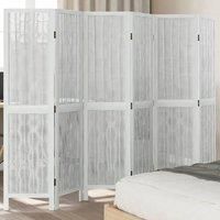 Room Divider 6 Panels White Solid Wood Paulownia