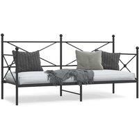 Day Bed without Mattress Black 90x190 cm Steel