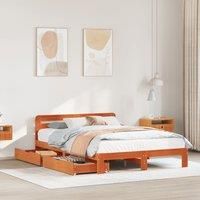 Bed Frame without Mattress Wax Brown 120x190 cm Small Double Solid Wood Pine
