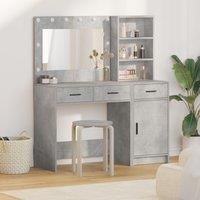 2 Piece Dressing Table Set with LED in Concrete Grey Engineered Wood