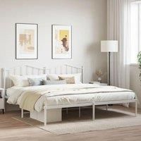 Metal Bed Frame with Headboard White 193x203 cm