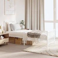 Metal Bed Frame with Headboard and Footboard White 80x200 cm