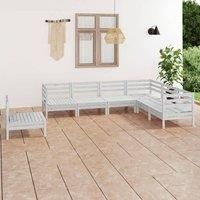 7 Piece Garden Lounge Set Solid Wood Pine White