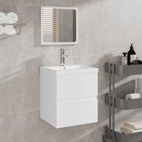 Bathroom Cabinet with Mirror White Engineered Wood