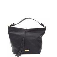 Leather Shoulder Bag Tassel Detail Wo - Gray