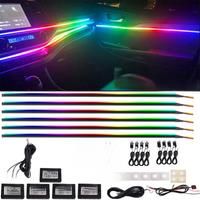 18 in 1 Decoration Ambient Lights 64 Color RGB Symphony Car Interior Atmosphere LED Acrylic Guide Optic 6X 110CM Light Strips