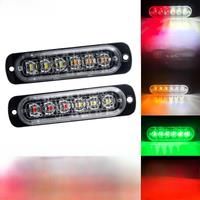 1X 6 Led Car Strobe Warning Light 12v 24v Flashing White Blue Red Car Truck Strobe Emergency Grill Light Police Lamp Beacon Lamp