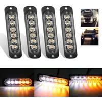 1X 6LED Strobe Light Flashing Grille Waterproof Car Emergency Light Warn Police Lights White Amber Yellow for car TRUCK 12V 24V