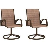 Garden Swivel Chairs 2 pcs Textilene and Steel Brown