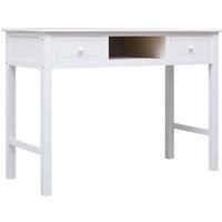Desk White 108x45x76 cm Solid Wood Paulownia