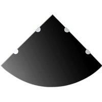 Corner Shelf with Chrome Supports Glass Black 45x45 cm