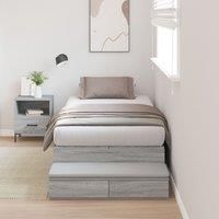 Storage Bed Frame Grey sonoma Engineered wood 236.5 x 100 x 31.5 cm