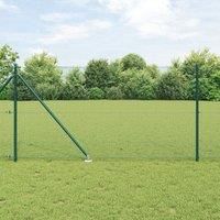 Welded Wire Fence with 13 Spike Posts Green 1x50 m Steel