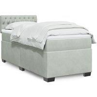 Box Spring Bed with Mattress Light Grey 90x200 cm Velvet