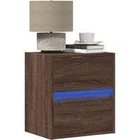 Wall-mounted Bedside Cabinet with LED Lights Brown Oak