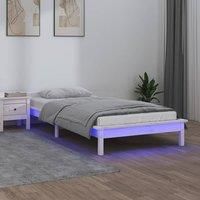 LED Bed Frame White 90x190 cm Single Solid Wood