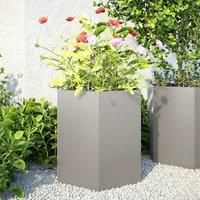Garden Planter 2 pcs Hexagon 46x40x45 cm Stainless Steel