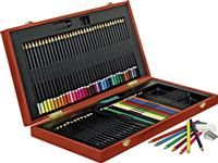 YXSH Pencil Dark Wooden Caddy Kit  75 Pieces