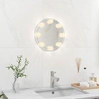 Wall Frameless Mirror with LED Lights Round Glass