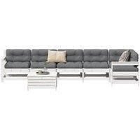 7 Piece Garden Sofa Set White Solid Wood Pine