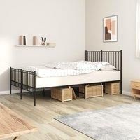 Metal Bed Frame with Headboard and Footboard Black 120x200 cm