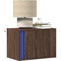 Wall-mounted Bedside Cabinet with LED Lights Brown Oak